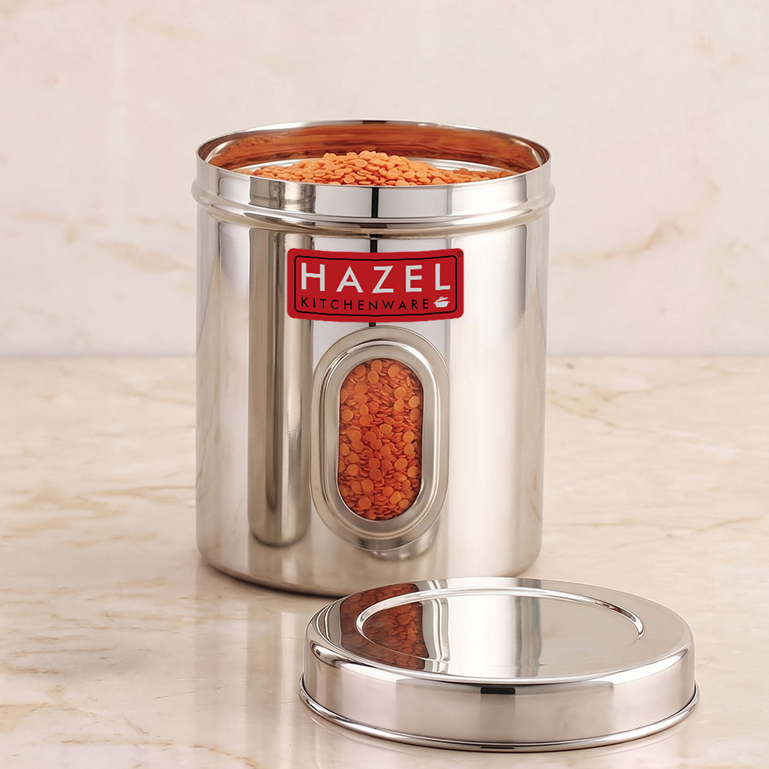 HAZEL Stainless Steel Transparent Kitchen Storage Containers with Air Tight Lid, 2400 ML